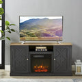 Meuble TV anthracite de 137 cm pour téléviseurs jusqu'à 152 cm avec cheminée électrique