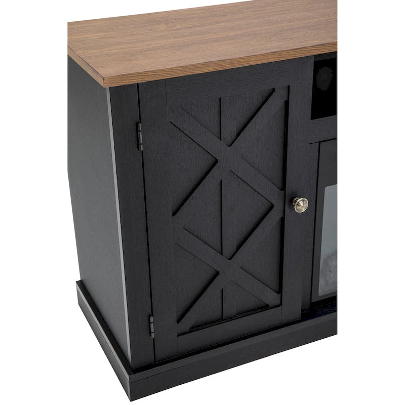 Meuble TV anthracite de 137 cm pour téléviseurs jusqu'à 152 cm avec cheminée électrique