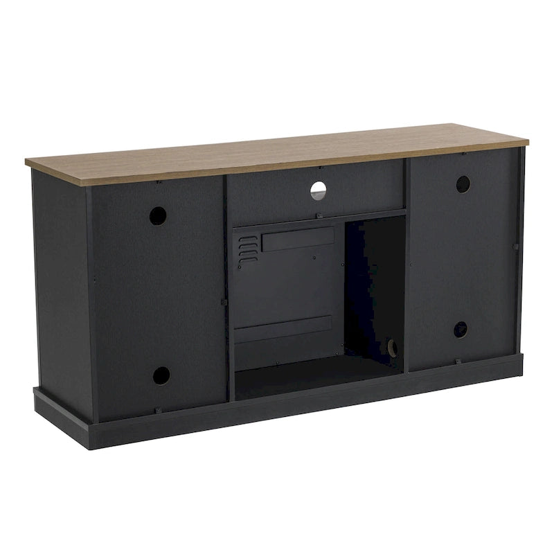 Meuble TV anthracite de 137 cm pour téléviseurs jusqu'à 152 cm avec cheminée électrique