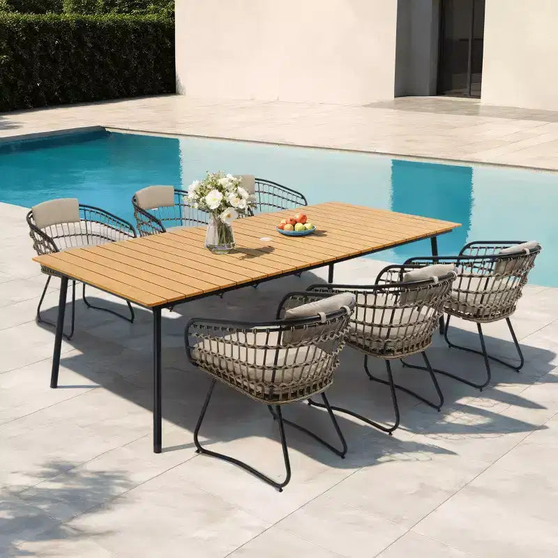 Crestlive Products Lot de 2/3 chaises de salle à manger d'extérieur pour patio en rotin avec accoudoirs et coussin