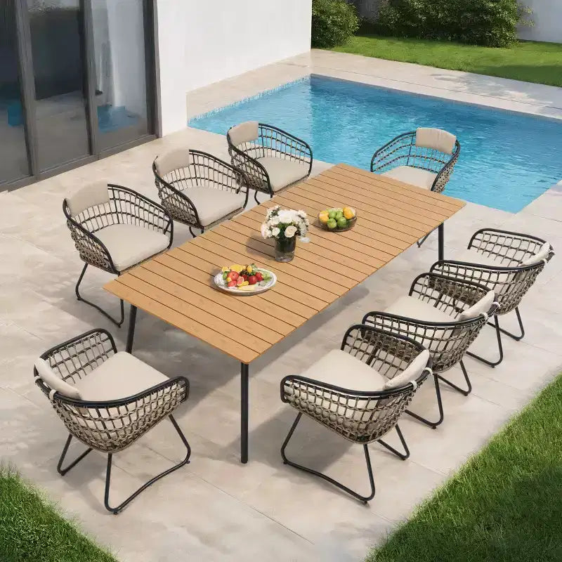 Crestlive Products Lot de 2/3 chaises de salle à manger d'extérieur pour patio en rotin avec accoudoirs et coussin