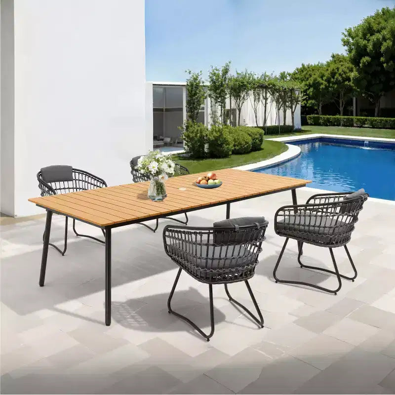 Crestlive Products Lot de 2/3 chaises de salle à manger d'extérieur pour patio en rotin avec accoudoirs et coussin