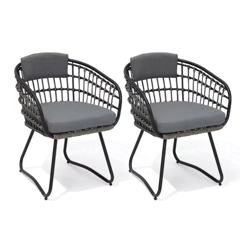 Crestlive Products Lot de 2/3 chaises de salle à manger d'extérieur pour patio en rotin avec accoudoirs et coussin
