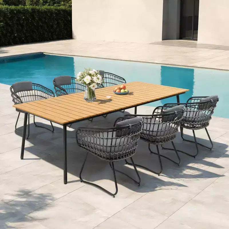 Crestlive Products Lot de 2/3 chaises de salle à manger d'extérieur pour patio en rotin avec accoudoirs et coussin