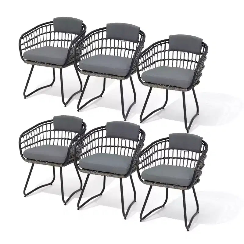 Crestlive Products Lot de 2/3 chaises de salle à manger d'extérieur pour patio en rotin avec accoudoirs et coussin