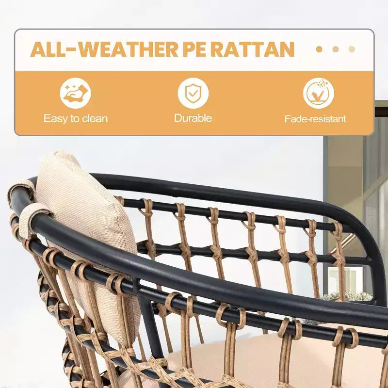 Crestlive Products Lot de 2/3 chaises de salle à manger d'extérieur pour patio en rotin avec accoudoirs et coussin