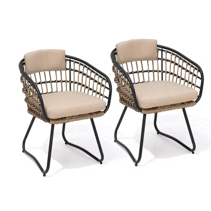 Crestlive Products Lot de 2/3 chaises de salle à manger d'extérieur pour patio en rotin avec accoudoirs et coussin
