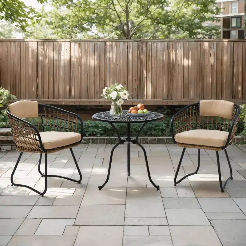 Crestlive Products Set of 2/3 Patio Outdoor Dining Chairs Rattan Armrest With Cushion