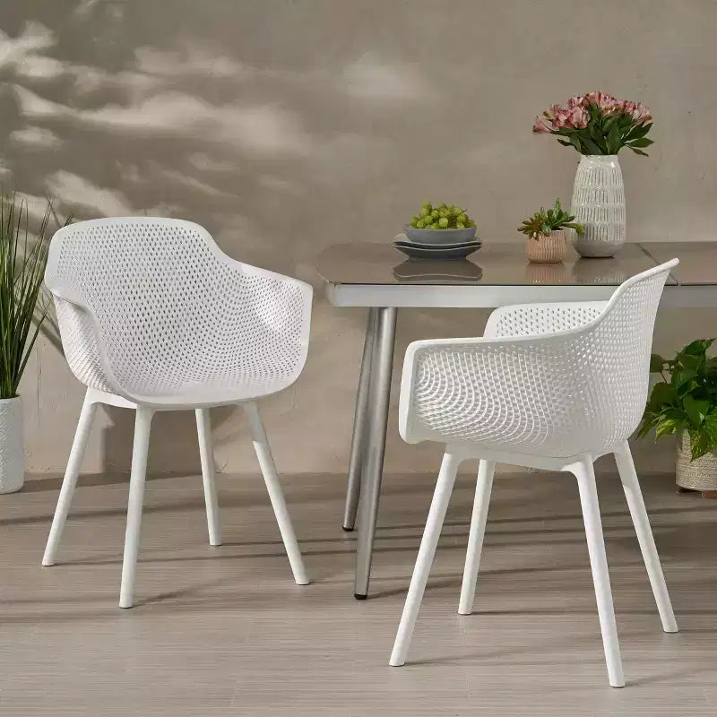 Christopher Knight Home Lotus Chaises de salle à manger modernes d'extérieur en plastique polypropylène (lot de 2)