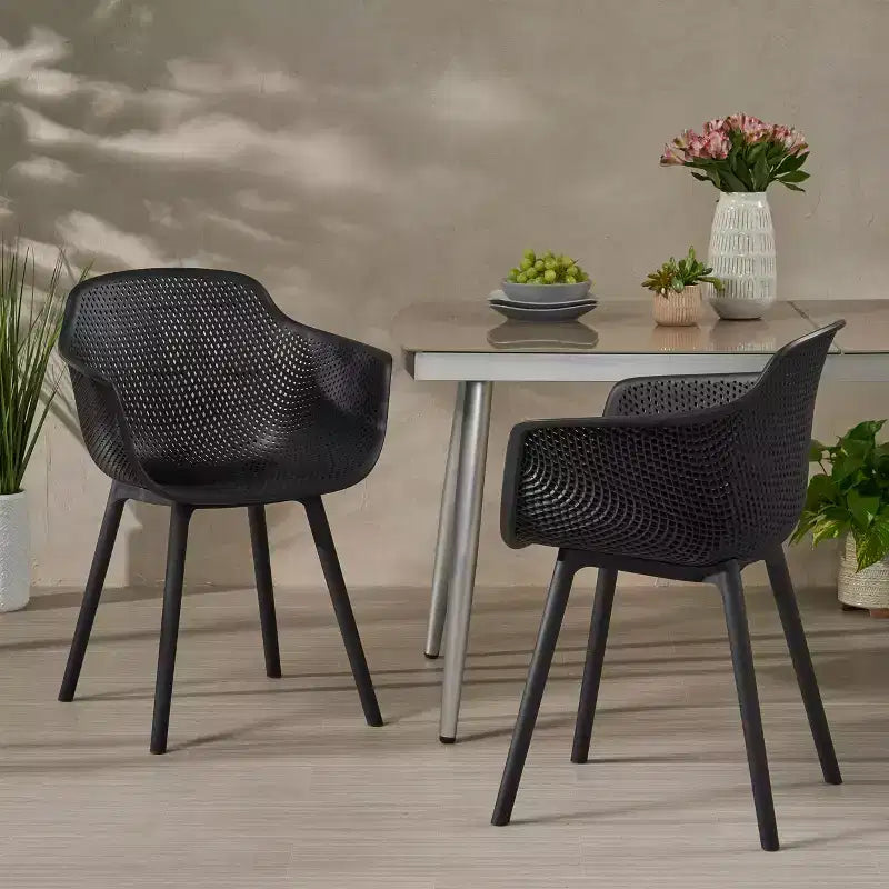 Christopher Knight Home Lotus Chaises de salle à manger modernes d'extérieur en plastique polypropylène (lot de 2)
