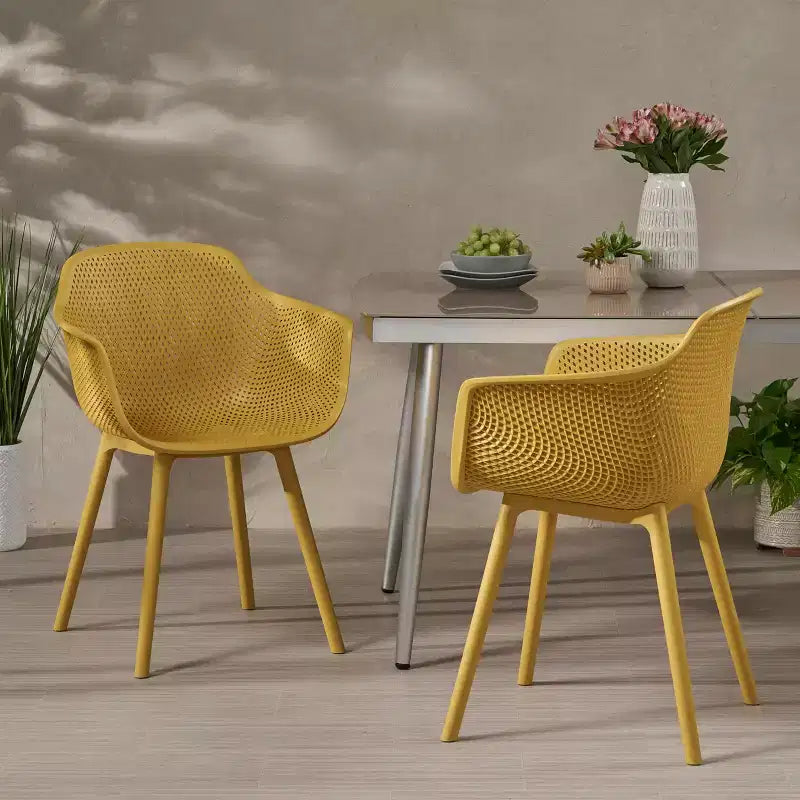 Christopher Knight Home Lotus Chaises de salle à manger modernes d'extérieur en plastique polypropylène (lot de 2)