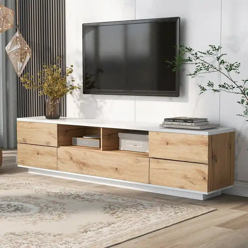 Meuble TV moderne pour téléviseurs jusqu'à 80 pouces, Meuble console multimédia