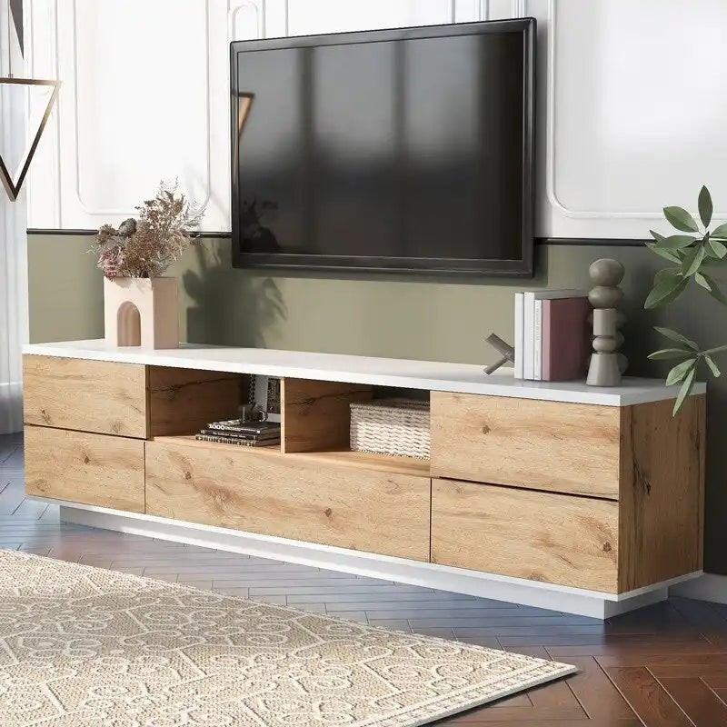 Meuble TV moderne pour téléviseurs jusqu'à 80 pouces, Meuble console multimédia