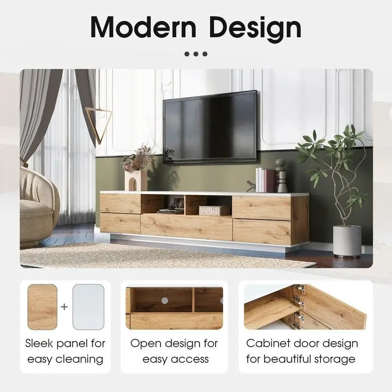 Meuble TV moderne pour téléviseurs jusqu'à 80 pouces, Meuble console multimédia