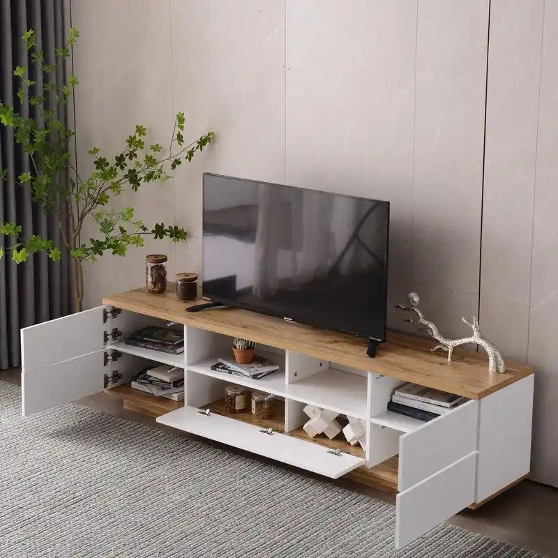 Meuble TV moderne pour téléviseurs jusqu'à 80 pouces, Meuble console multimédia