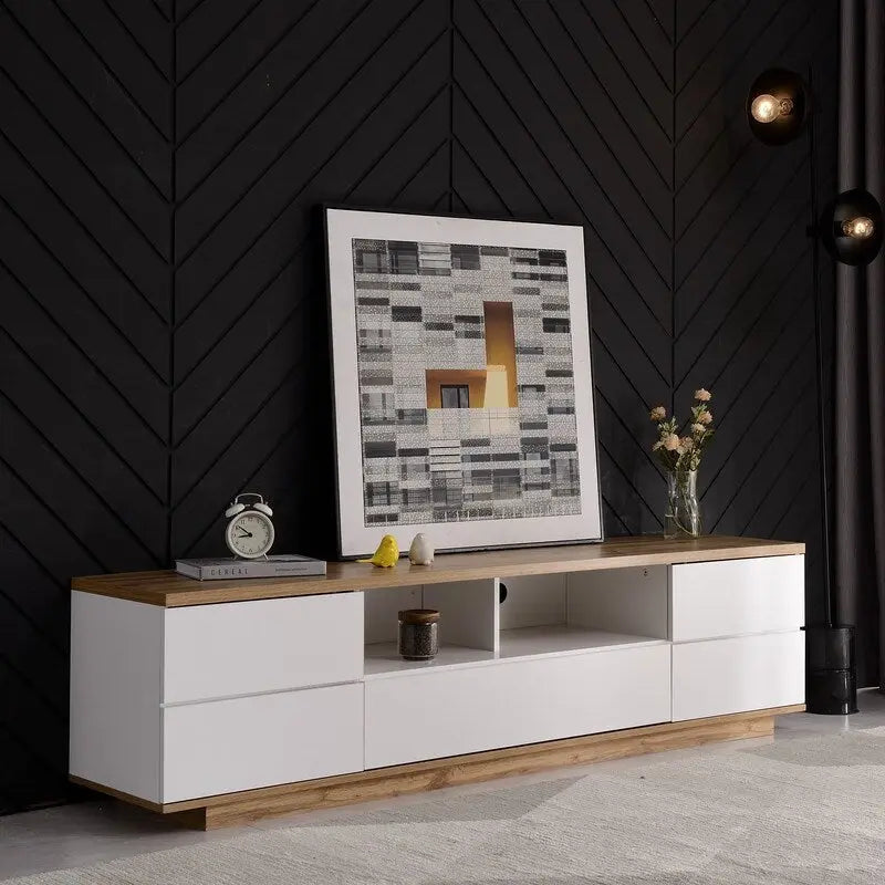 Meuble TV moderne pour téléviseurs jusqu'à 80 pouces, Meuble console multimédia