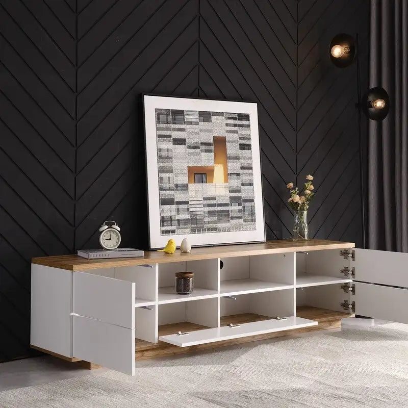 Meuble TV moderne pour téléviseurs jusqu'à 80 pouces, Meuble console multimédia