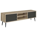 Meuble TV multimédia de 180 cm, 2 compartiments ouverts, marron, gris