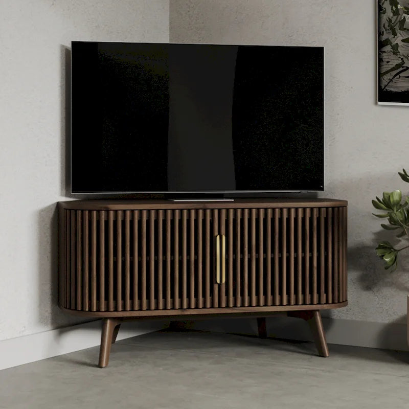 Meuble TV d'angle en bois Sierra Studio London avec accents du milieu du siècle