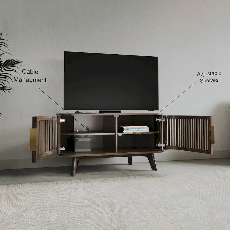 Meuble TV d'angle en bois Sierra Studio London avec accents du milieu du siècle