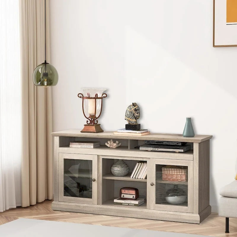 Meuble TV contemporain Roomfitters, console multimédia moderne, pour téléviseurs jusqu'à 65 pouces, espace de rangement ouvert et fermé