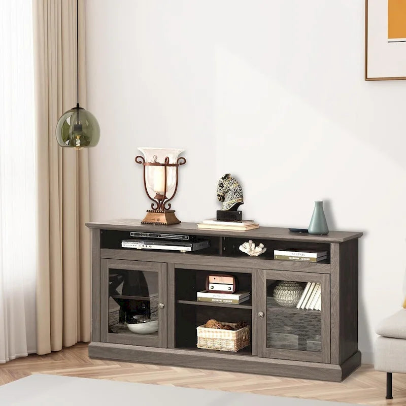 Meuble TV contemporain Roomfitters, console multimédia moderne, pour téléviseurs jusqu'à 65 pouces, espace de rangement ouvert et fermé