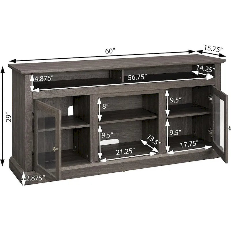 Meuble TV contemporain Roomfitters, console multimédia moderne, pour téléviseurs jusqu'à 65 pouces, espace de rangement ouvert et fermé