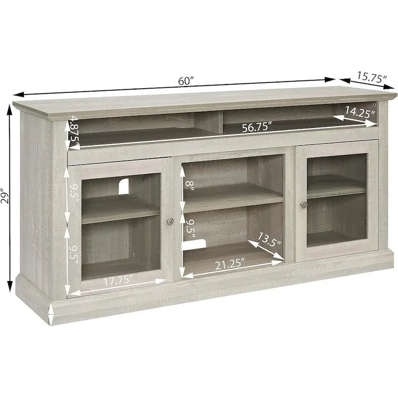 Meuble TV contemporain Roomfitters, console multimédia moderne, pour téléviseurs jusqu'à 65 pouces, espace de rangement ouvert et fermé