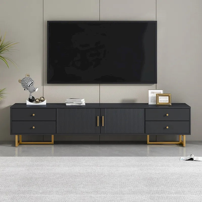 Meuble TV pour téléviseur de 65 pouces et plus, meuble console TV, meuble TV moderne avec rangement, meuble TV pour salon