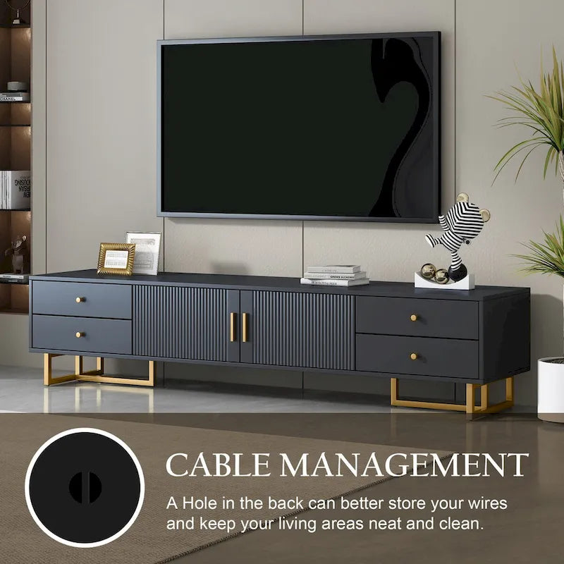Meuble TV pour téléviseur de 65 pouces et plus, meuble console TV, meuble TV moderne avec rangement, meuble TV pour salon