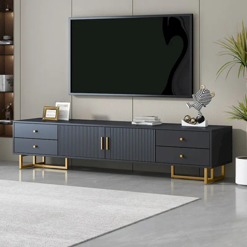 Meuble TV pour téléviseur de 65 pouces et plus, meuble console TV, meuble TV moderne avec rangement, meuble TV pour salon
