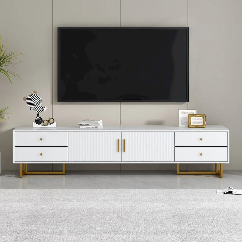 Meuble TV pour téléviseur de 65 pouces et plus, meuble console TV, meuble TV moderne avec rangement, meuble TV pour salon