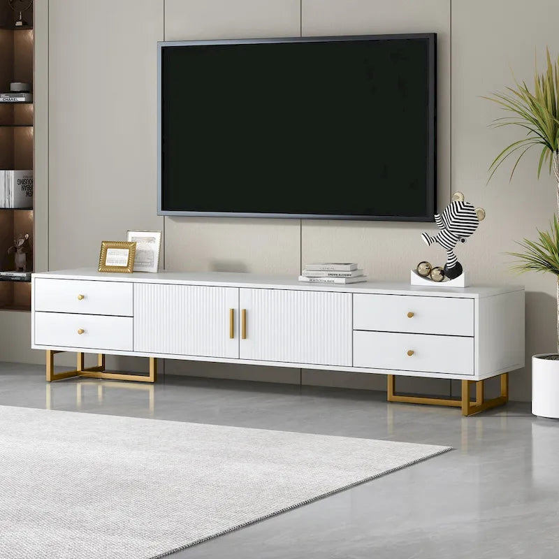 Meuble TV pour téléviseur de 65 pouces et plus, meuble console TV, meuble TV moderne avec rangement, meuble TV pour salon