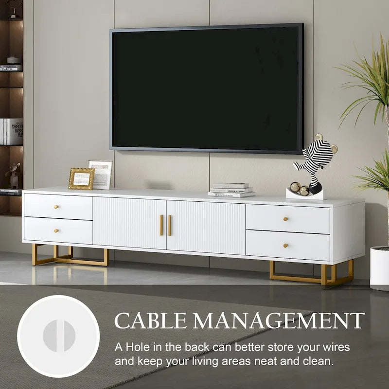 Meuble TV pour téléviseur de 65 pouces et plus, meuble console TV, meuble TV moderne avec rangement, meuble TV pour salon