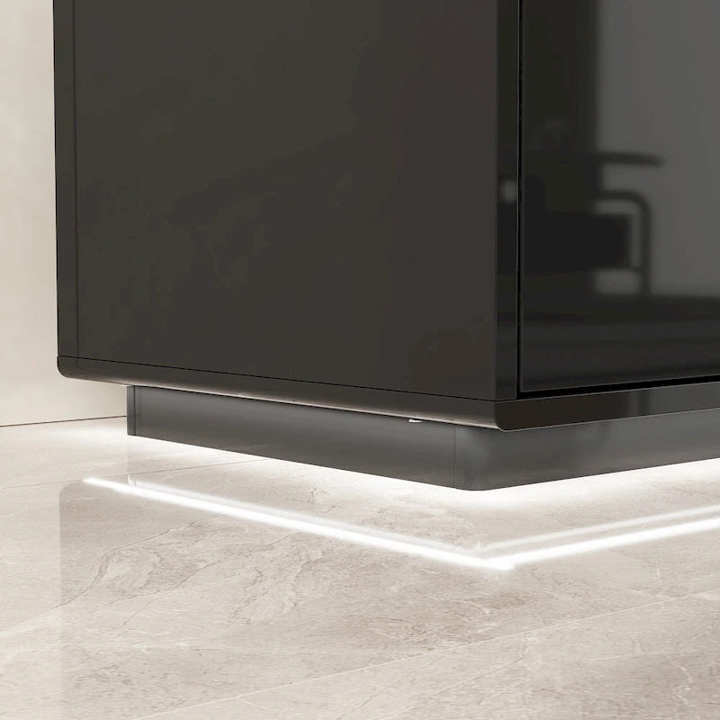 Meuble TV console lumineux blanc laqué brillant