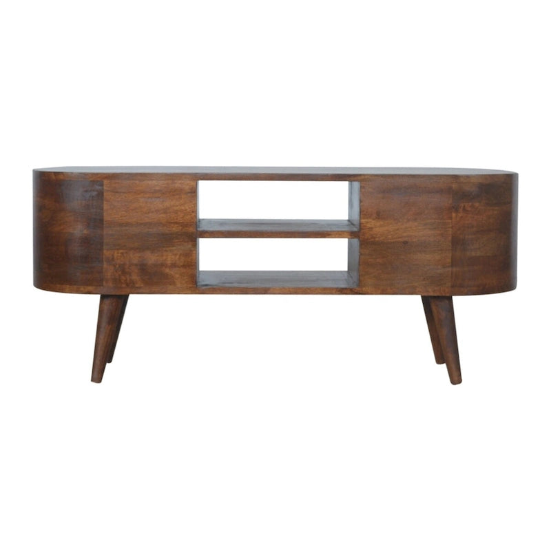 Meuble TV d'angle arrondi Châtaigne