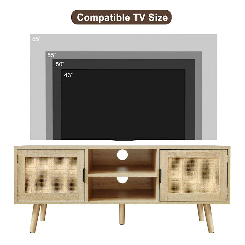 Meuble TV moderne Anmytek 47 – Meuble console média pour téléviseurs jusqu'à 65 pouces – 119 cm de large