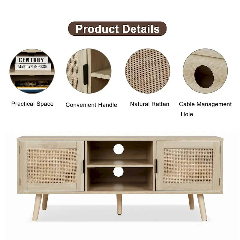 Meuble TV moderne Anmytek 47 – Meuble console média pour téléviseurs jusqu'à 65 pouces – 119 cm de large