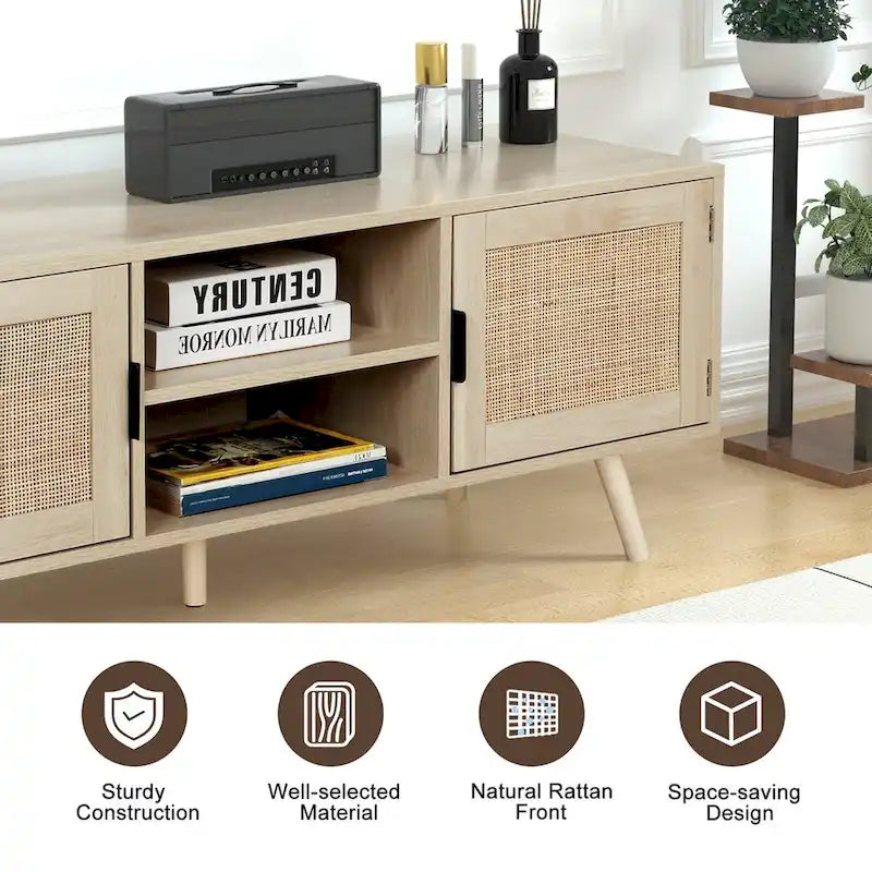 Meuble TV moderne Anmytek 47 – Meuble console média pour téléviseurs jusqu'à 65 pouces – 119 cm de large