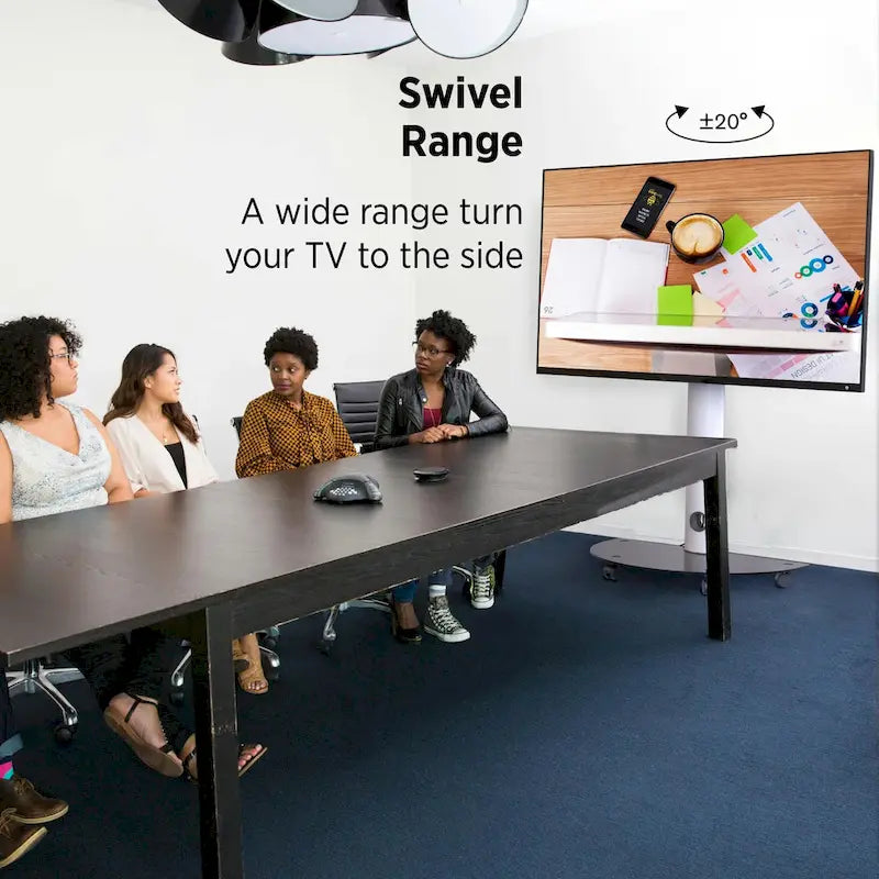 Meuble TV roulant haut de gamme ProMounts avec pivot pour écrans de 32 à 72 pouces, supporte jusqu'à 88 lb