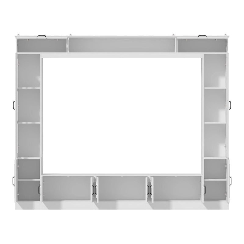 Meuble TV blanc avec plusieurs options de rangement Verre trempé - 96.9