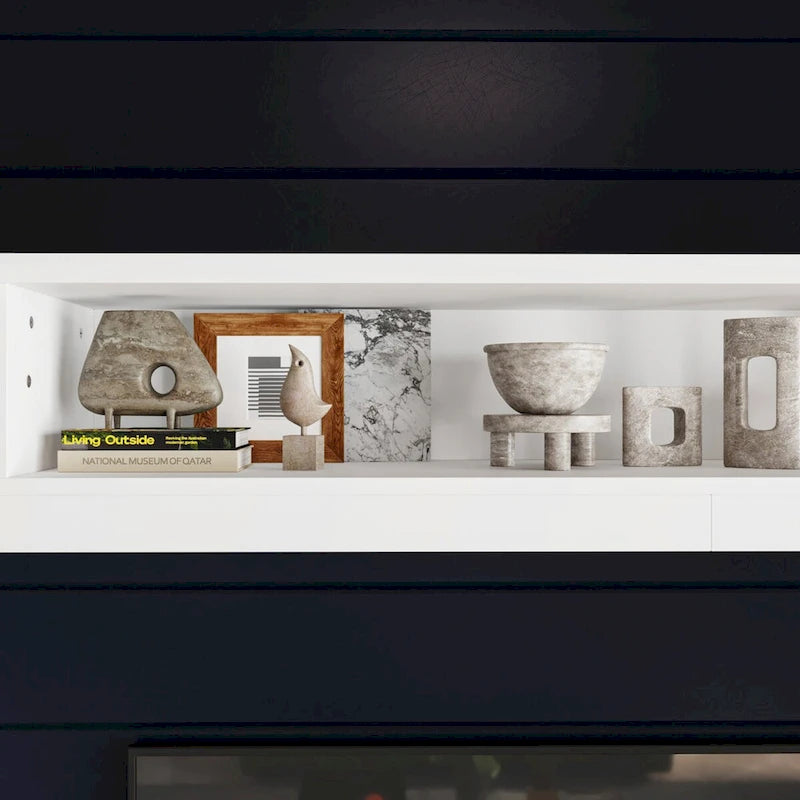 Meuble TV blanc avec plusieurs options de rangement Verre trempé - 96.9