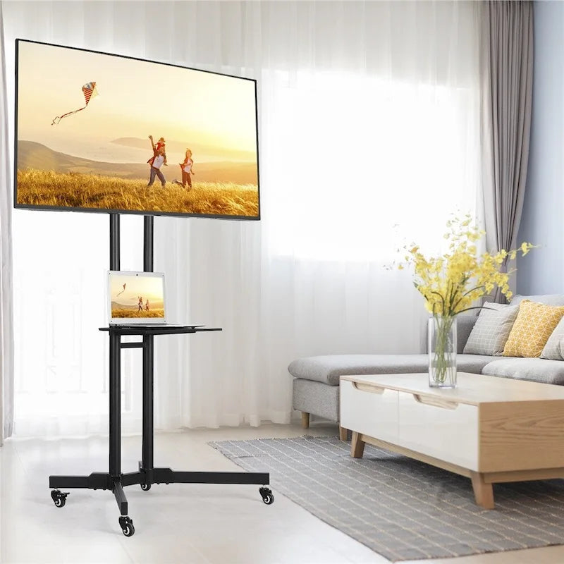Chariot de support TV Yaheetech à roulettes pour écrans plats LCD de 32 à 75 pouces