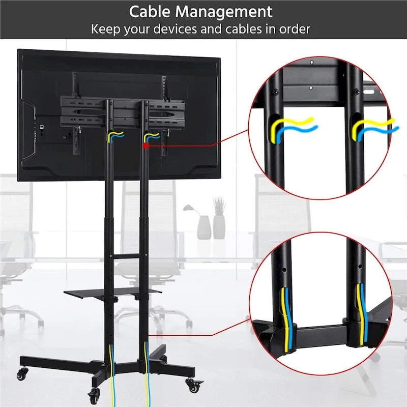 Chariot de support TV Yaheetech à roulettes pour écrans plats LCD de 32 à 75 pouces