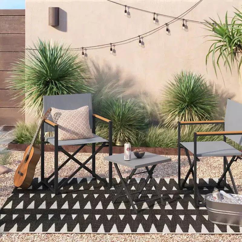 Chaise de patio pliante Henning grise - Threshold