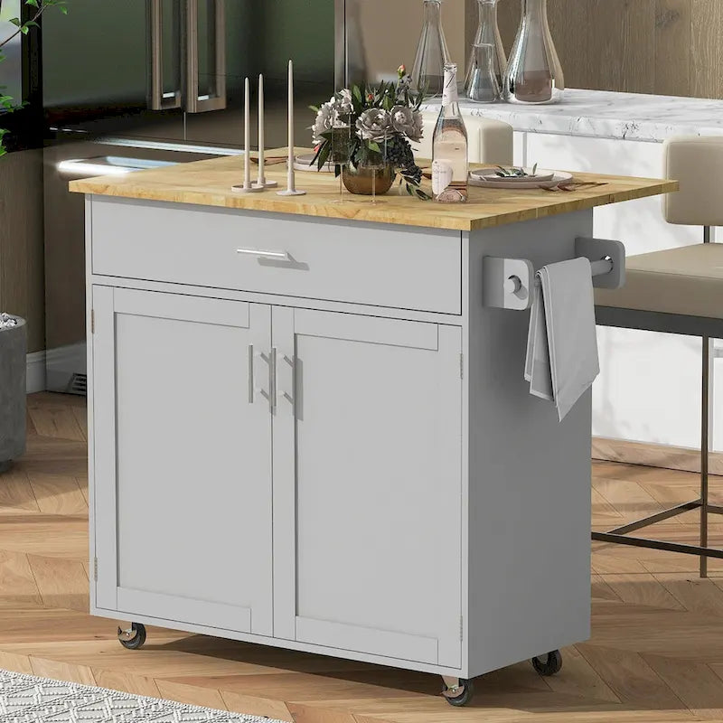 Îlot de cuisine roulant avec séparateur et étagère de rangement interne