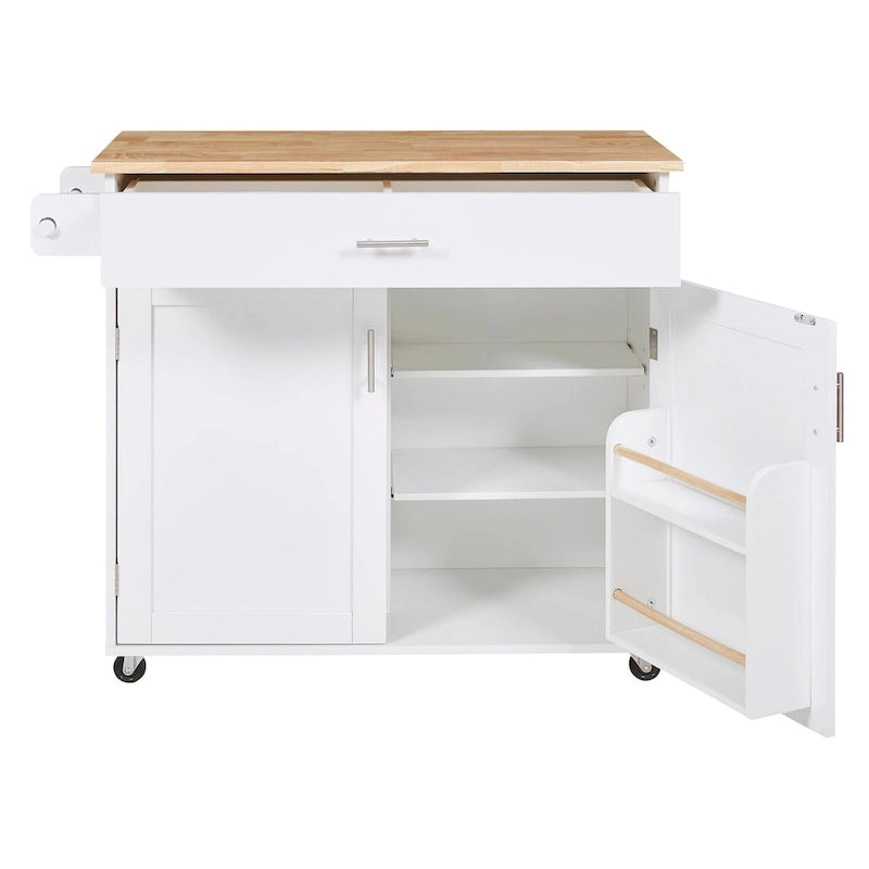 Îlot de cuisine roulant avec séparateur et étagère de rangement interne