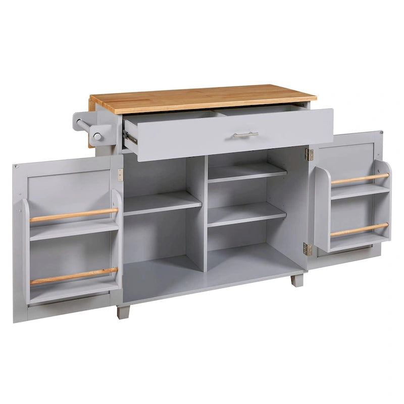 Îlot de cuisine roulant avec séparateur et étagère de rangement interne