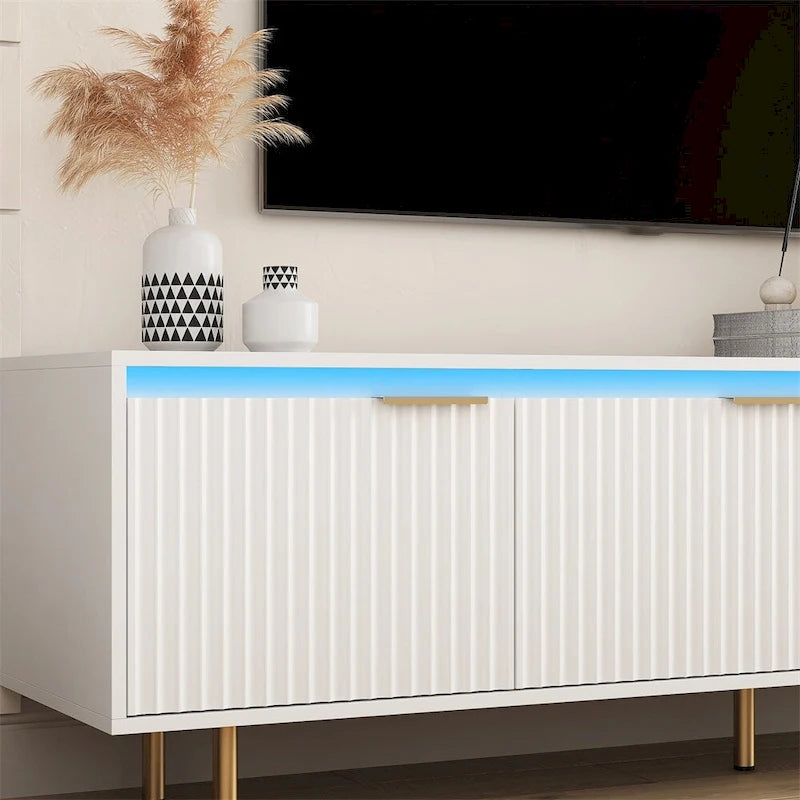 Meuble TV moderne en bois avec 4 portes pour téléviseurs jusqu'à 80 pouces