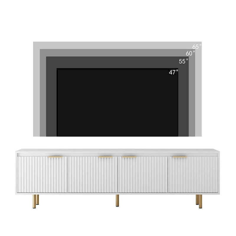 Meuble TV moderne en bois avec 4 portes pour téléviseurs jusqu'à 80 pouces
